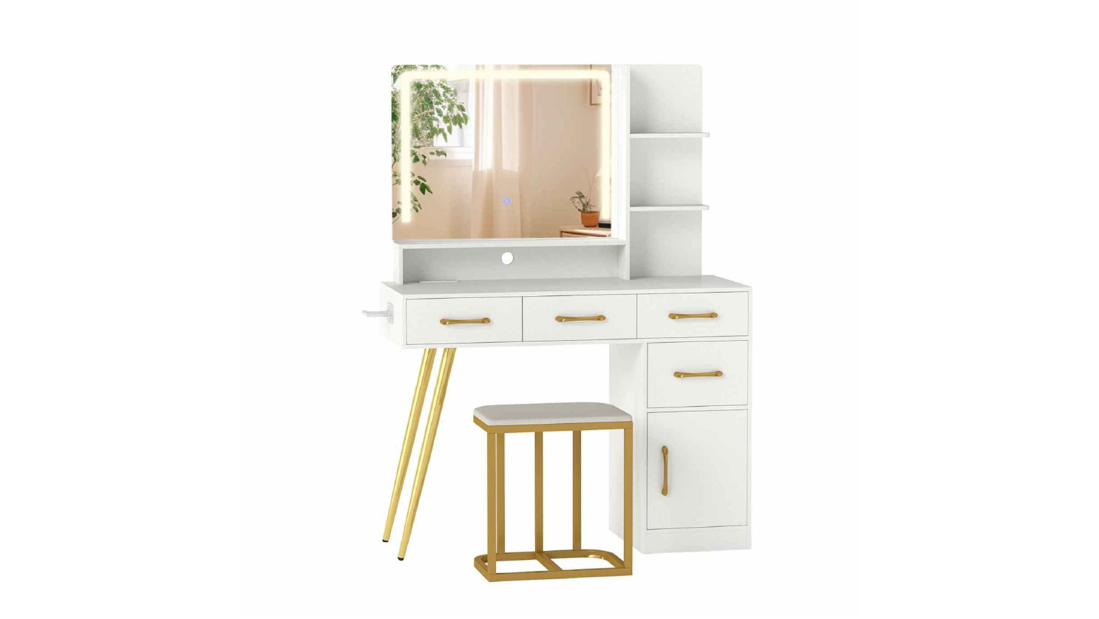 Costway  4 Drawer Vanity Set with Charging Station 