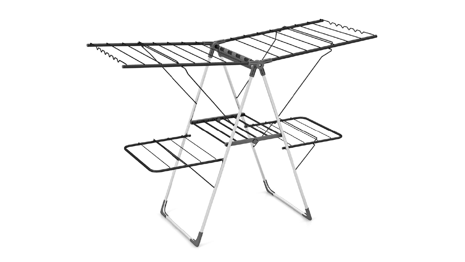 Costway 2-Level Foldable Large Laundry Drying Rack - Silver and Gray