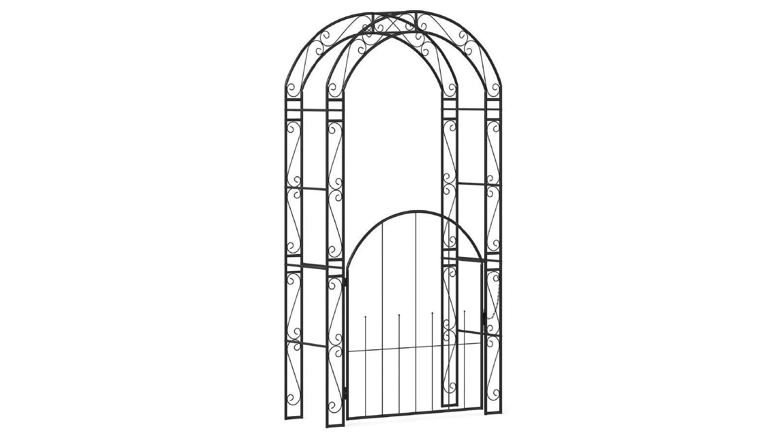 Costway 214cm Metal Garden Arch Arbor Climbing Trellises and Gate for Outdoor Decor