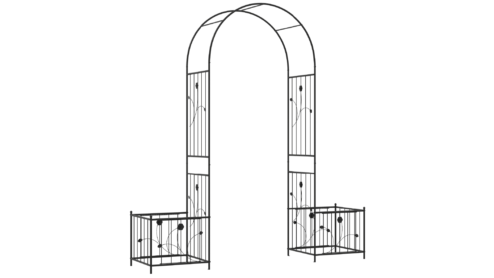 Costway Metal Garden Arch Garden Arbor with Planter Boxes for Climbing Plants