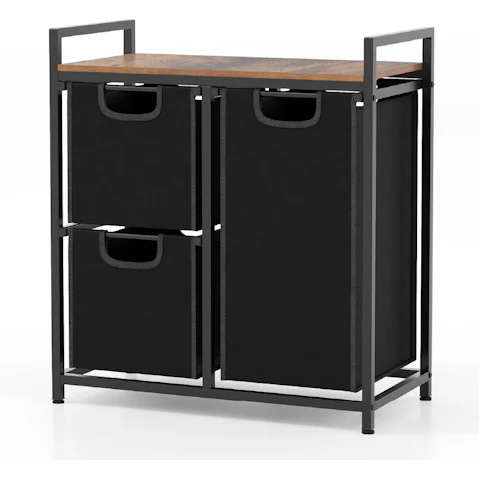 Costway Bathroom Laundry Basket with 3 Movable Bags - Coffee