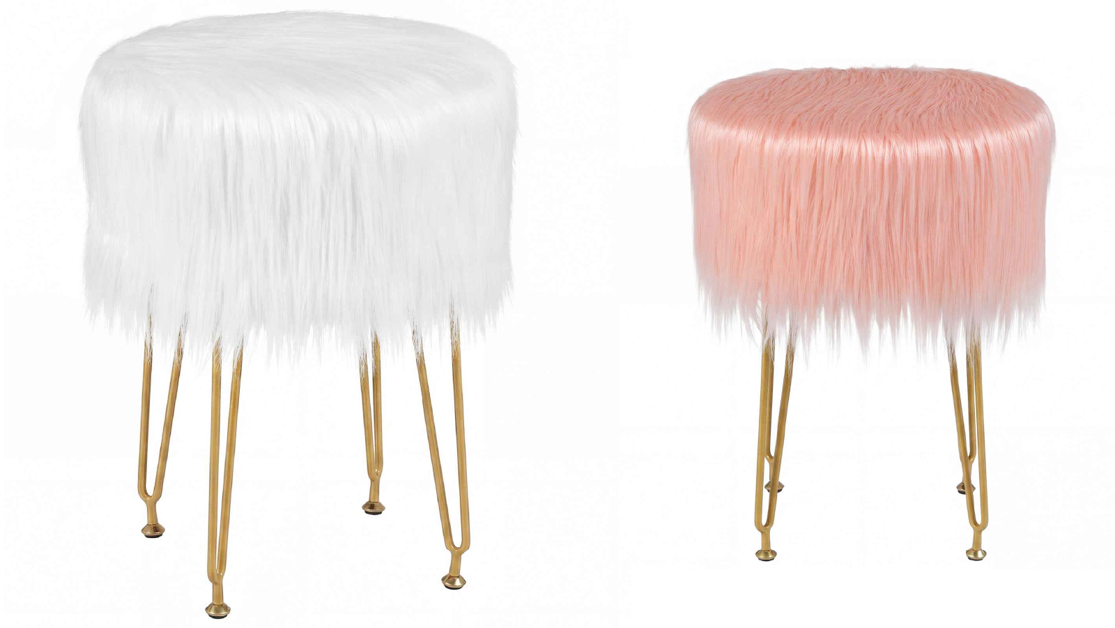 Costway Round Luxury Faux Fur Stool Footrest