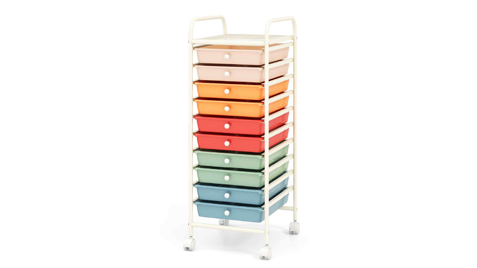 Costway 10 Drawers Electroplated Rolling Storage Trolley Cart Filing 