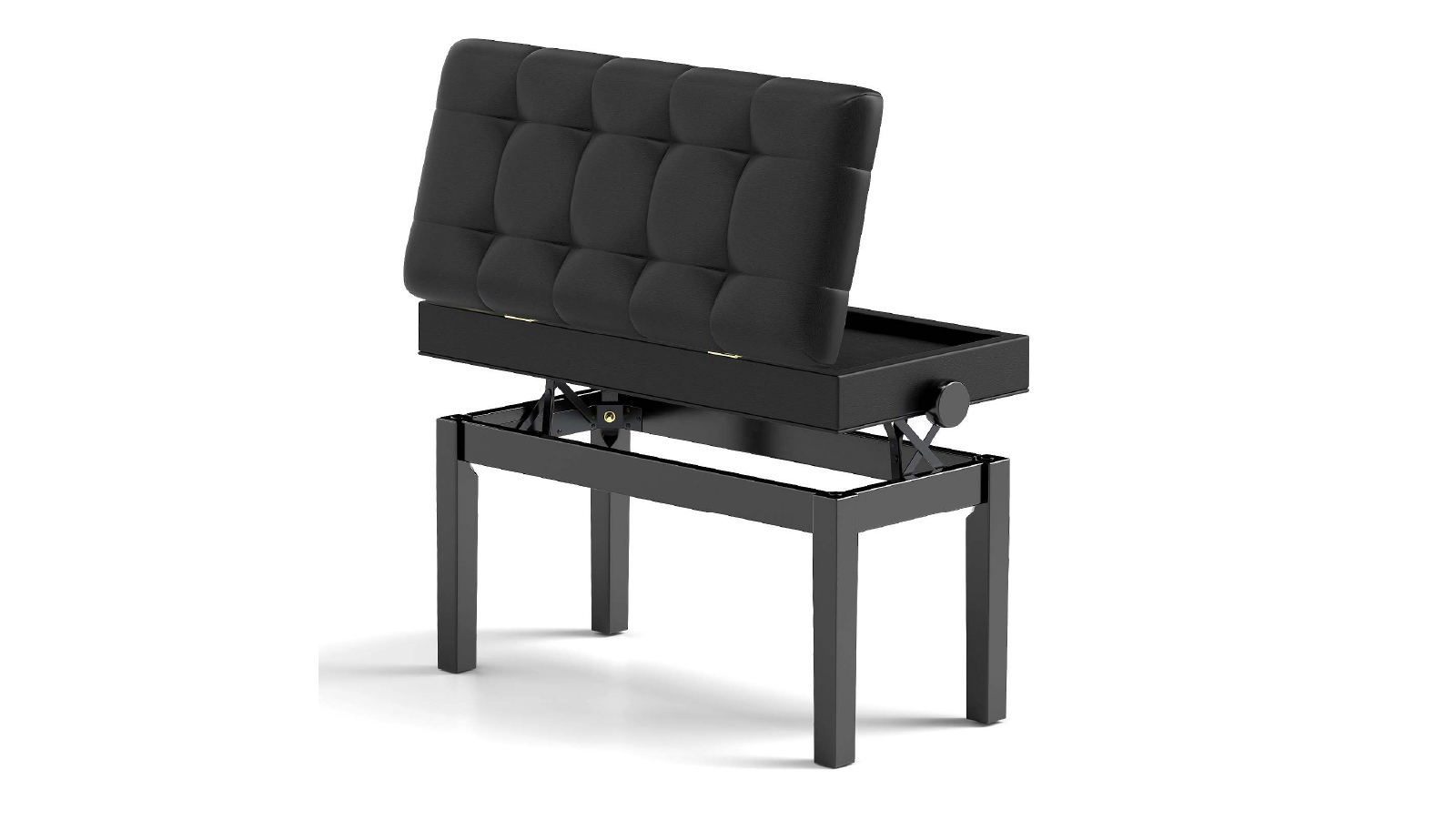Costway Adjustable Duet PU Piano Bench Stool with Storage - Black