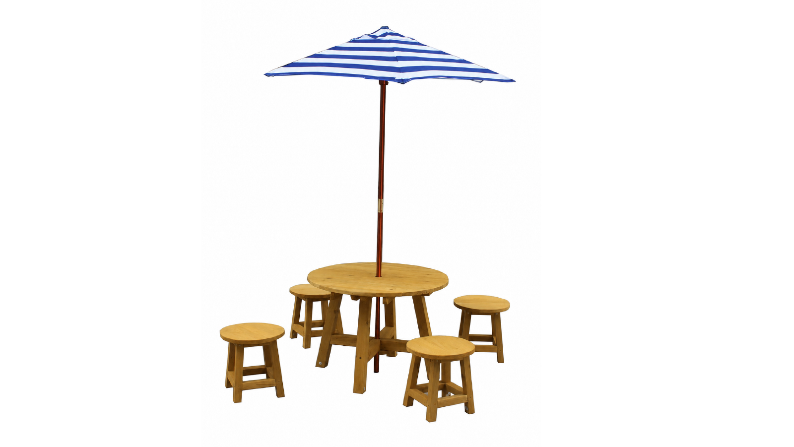 Hide & Seek Kids Round Kids Picnic Table Umbrella & Stools - Navy & White