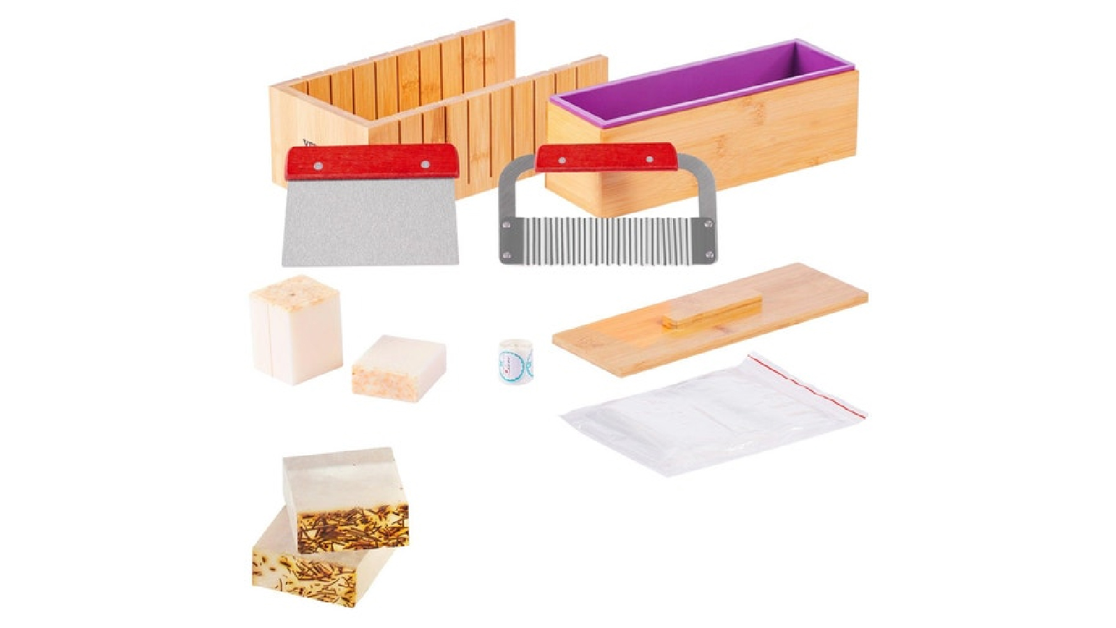 Pretty & Practical Bamboo Stainless Steel Straight Cutter and Wavy Cutter Soap Making Kit