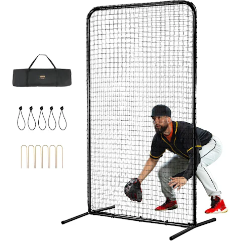 Pretty & Practical 7 x 4 Feet Screen Baseball for Batting Cage with Carry Bag and Ground Stakes, Heavy Duty Pitching Net for Pitchers Protection