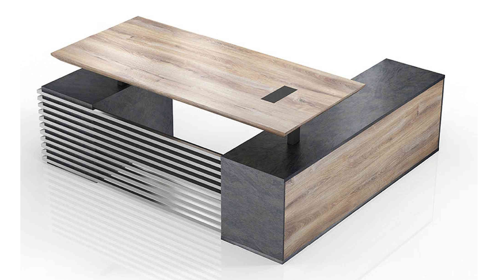 PHOENIX Sit & Stand Electric Lift Executive Desk with Left Return 2.2m - Warm Oak & Black