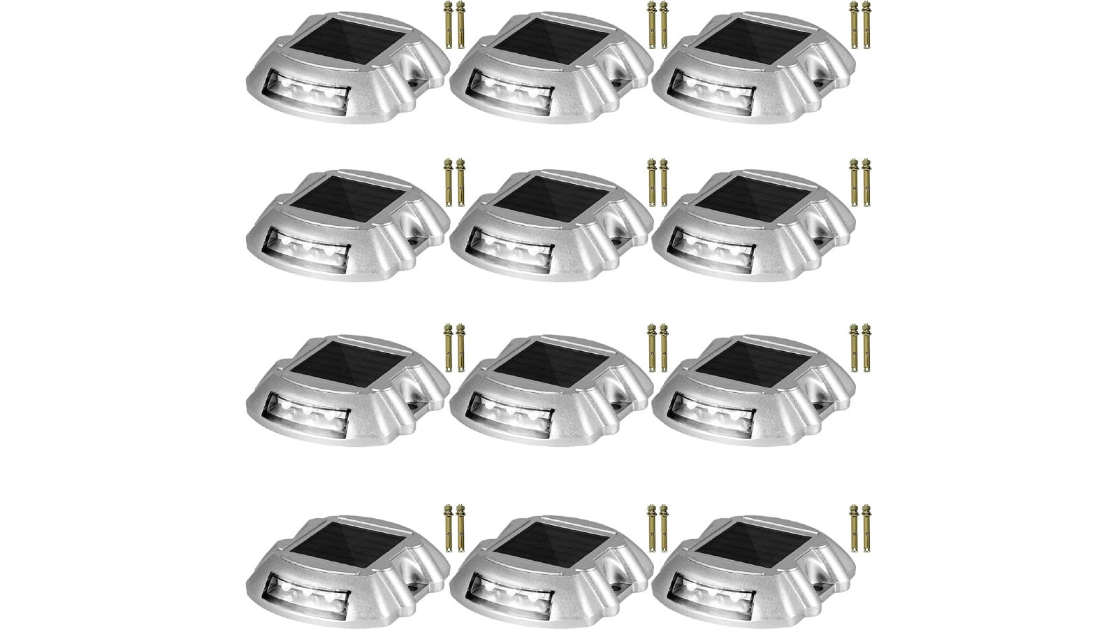 Pretty & Practical 12 Pack Solar Driveway Lights Bright White with Screws