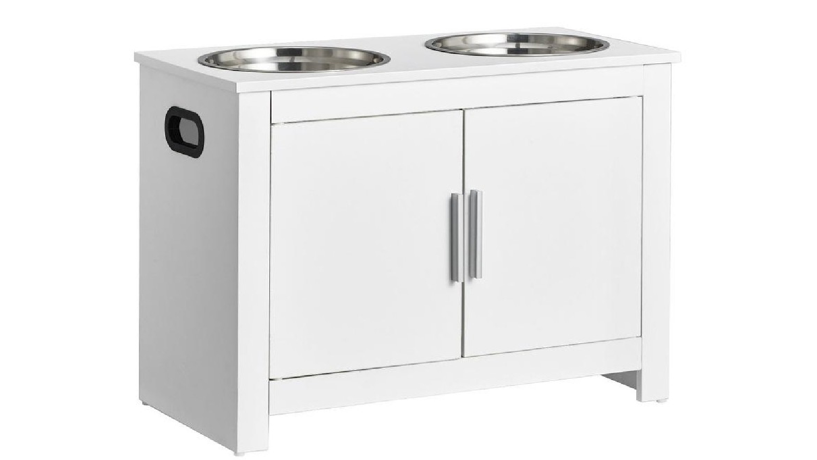 Pretty & Practical Modern Elevated Pet Feeding Station with 2 Stainless Steel Bowls
