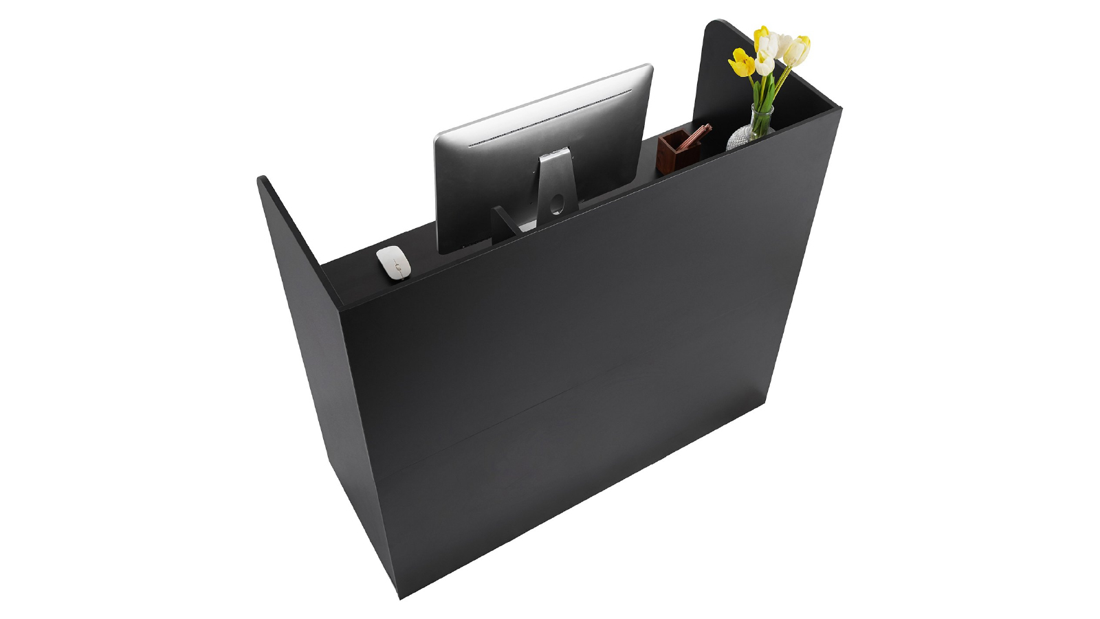 Pretty & Practical	1200 x 480 x 1100 mm Reception Desk with Lockable Drawer and Storage Cabinet - Black