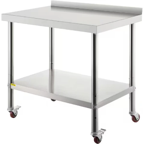 Pretty & Practical 76 x 61cm Stainless Steel Work Prep Table with Wheels