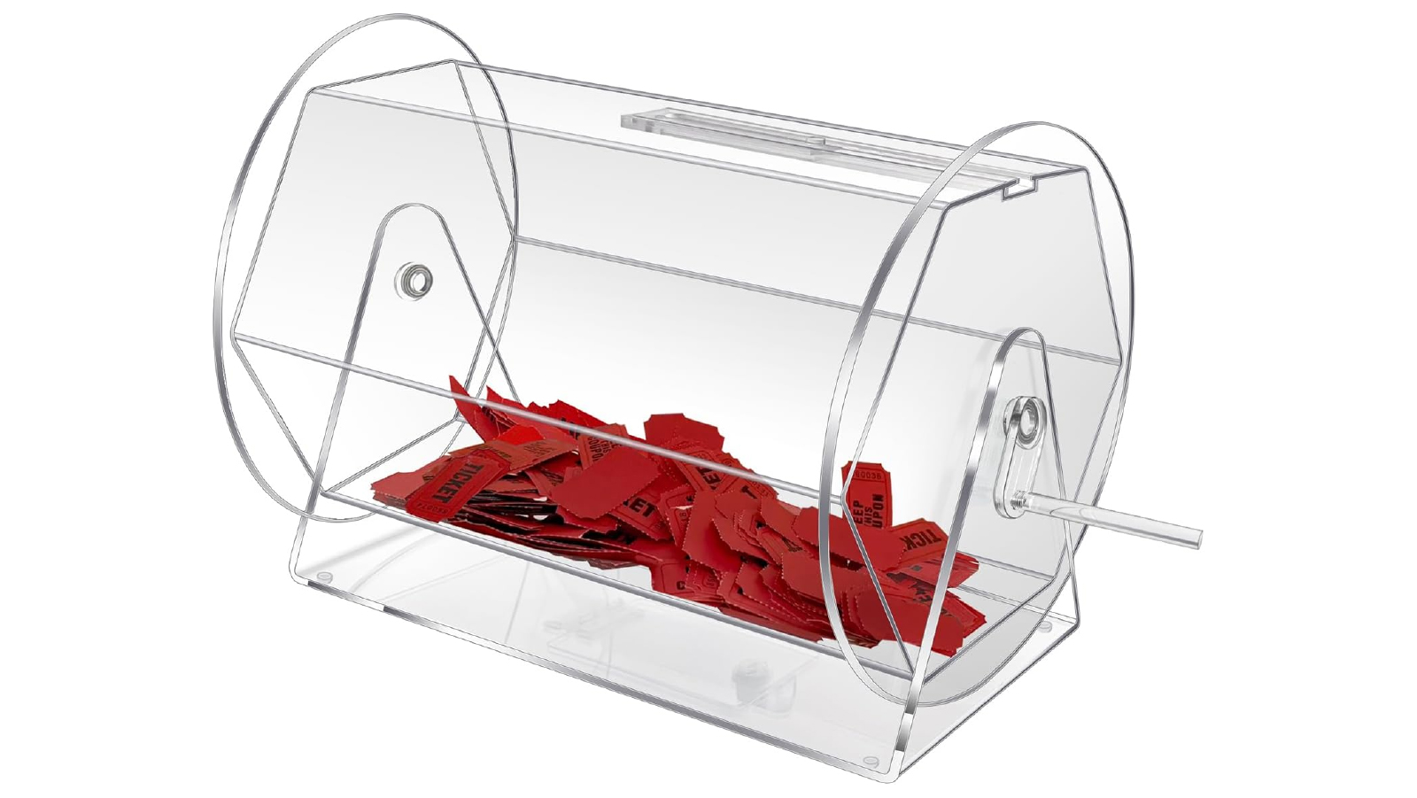 Pretty & Practical Acrylic Professional Raffle Ticket Spinning Cage with 2 Keys - Transparent