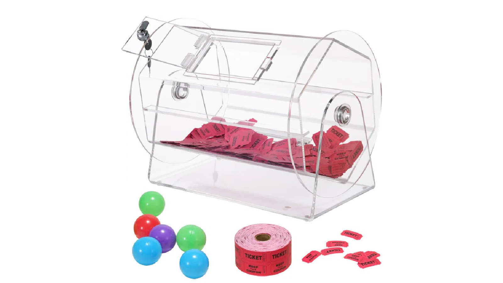 Pretty & Practical Holds 5000 Tickets or 200 Raffle Balls Transparent Lottery Spinning Drawing, Raffle Ticket Box for Lottery Games Bingo