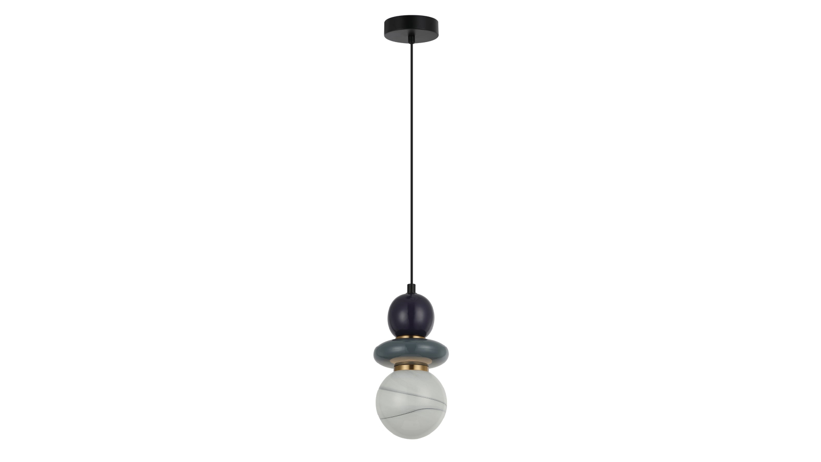 Tocado Interior Sandblasted Opal Diffuser Glass with Ceramic Bead Pendant Light - Grey & Purple