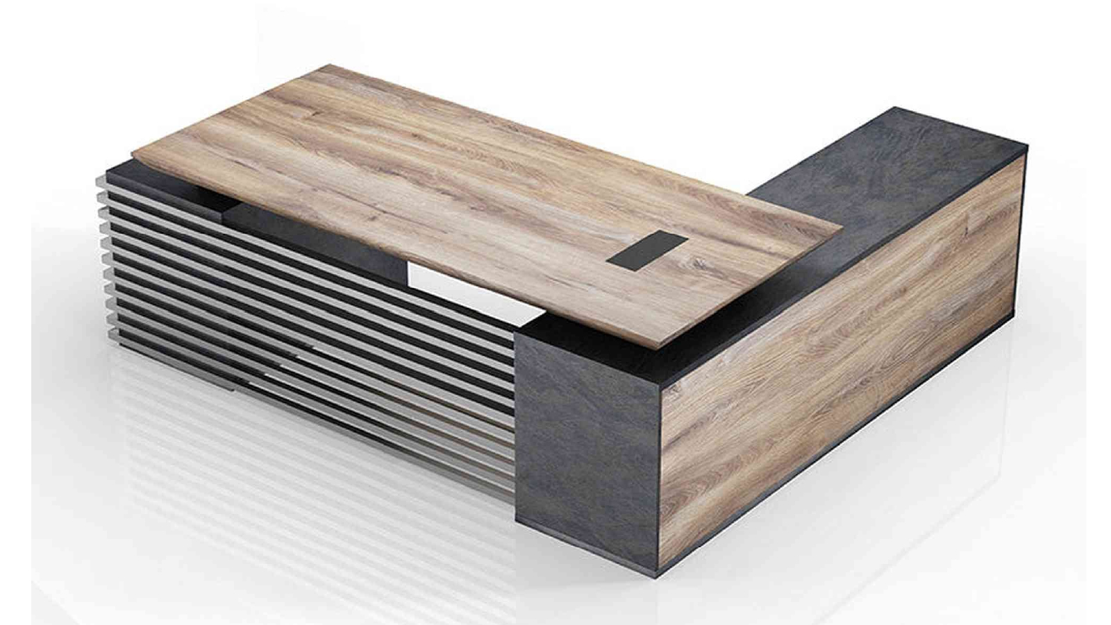 PHOENIX Executive Desk with Left Return 2.2m - Warm Oak & Black