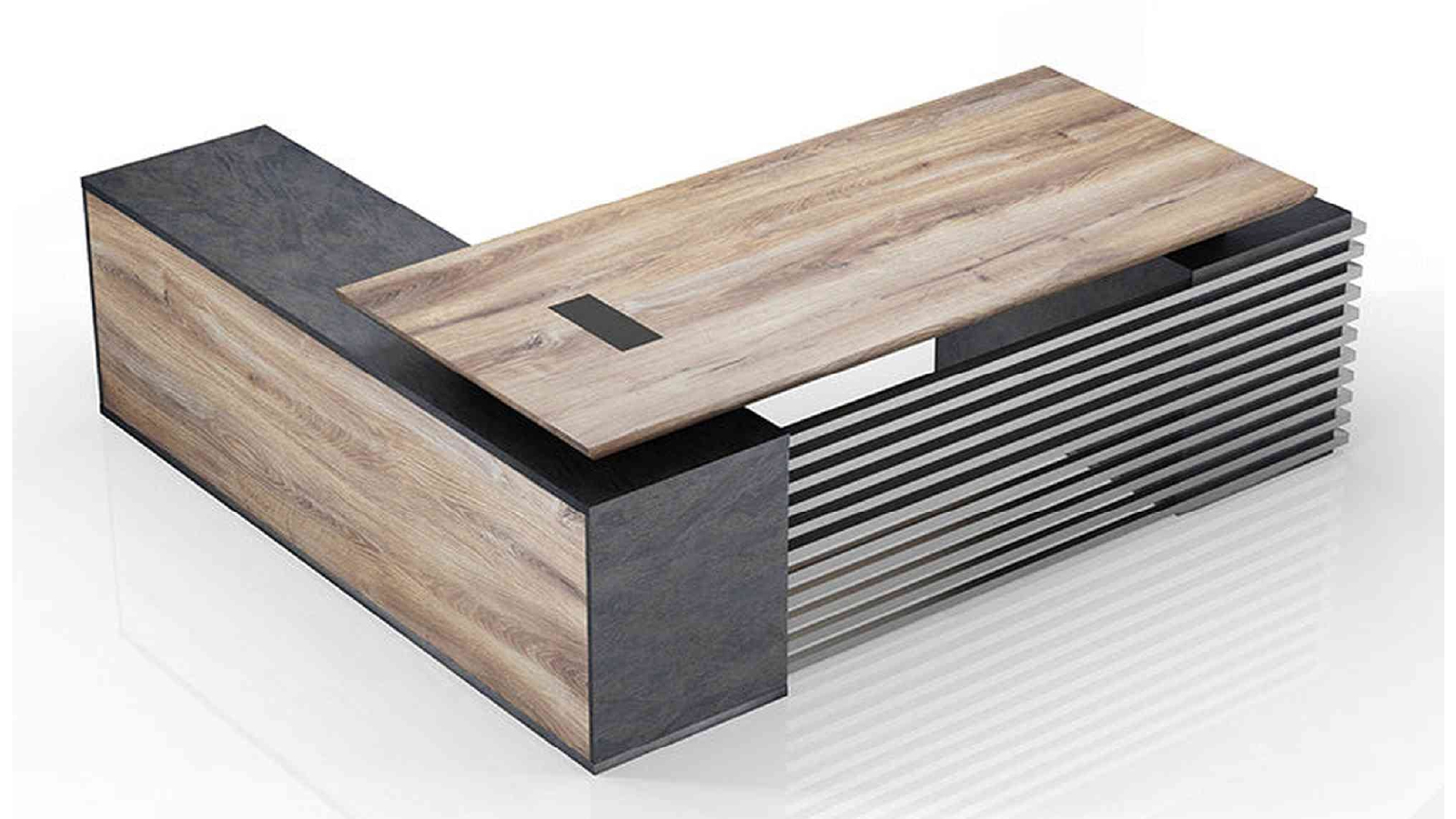 PHOENIX Executive Desk with Right Return 2.2m - Warm Oak & Black