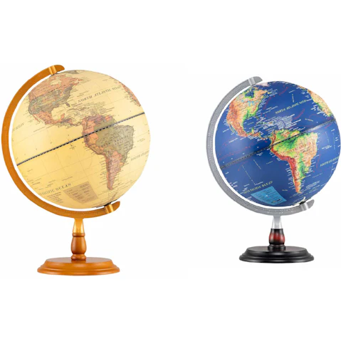 Costway 30cm Illuminated World Globe with Raised Relief LED Lights Time Zone Non-Slip Wooden Base for Students