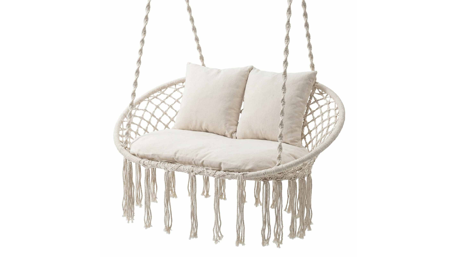 Costway Macrame Double Hanging Hammock Chair - Beige