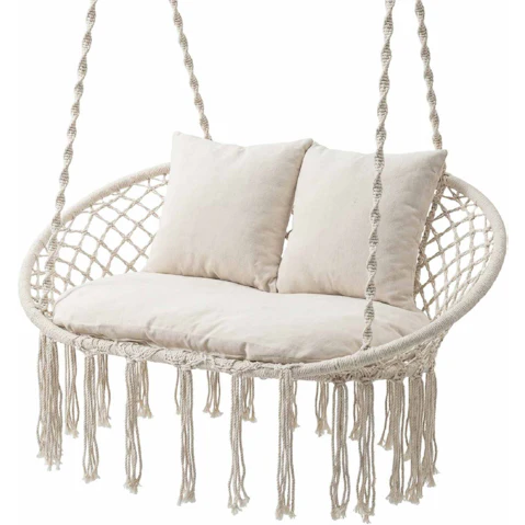 Costway Macrame Double Hanging Hammock Chair - Beige