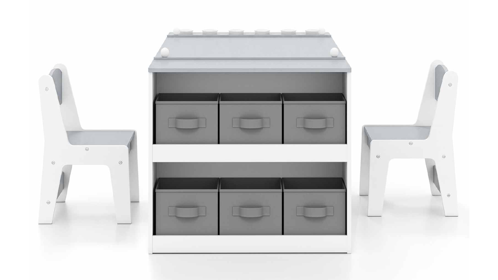 Costway Art Table Chairs Set - Grey