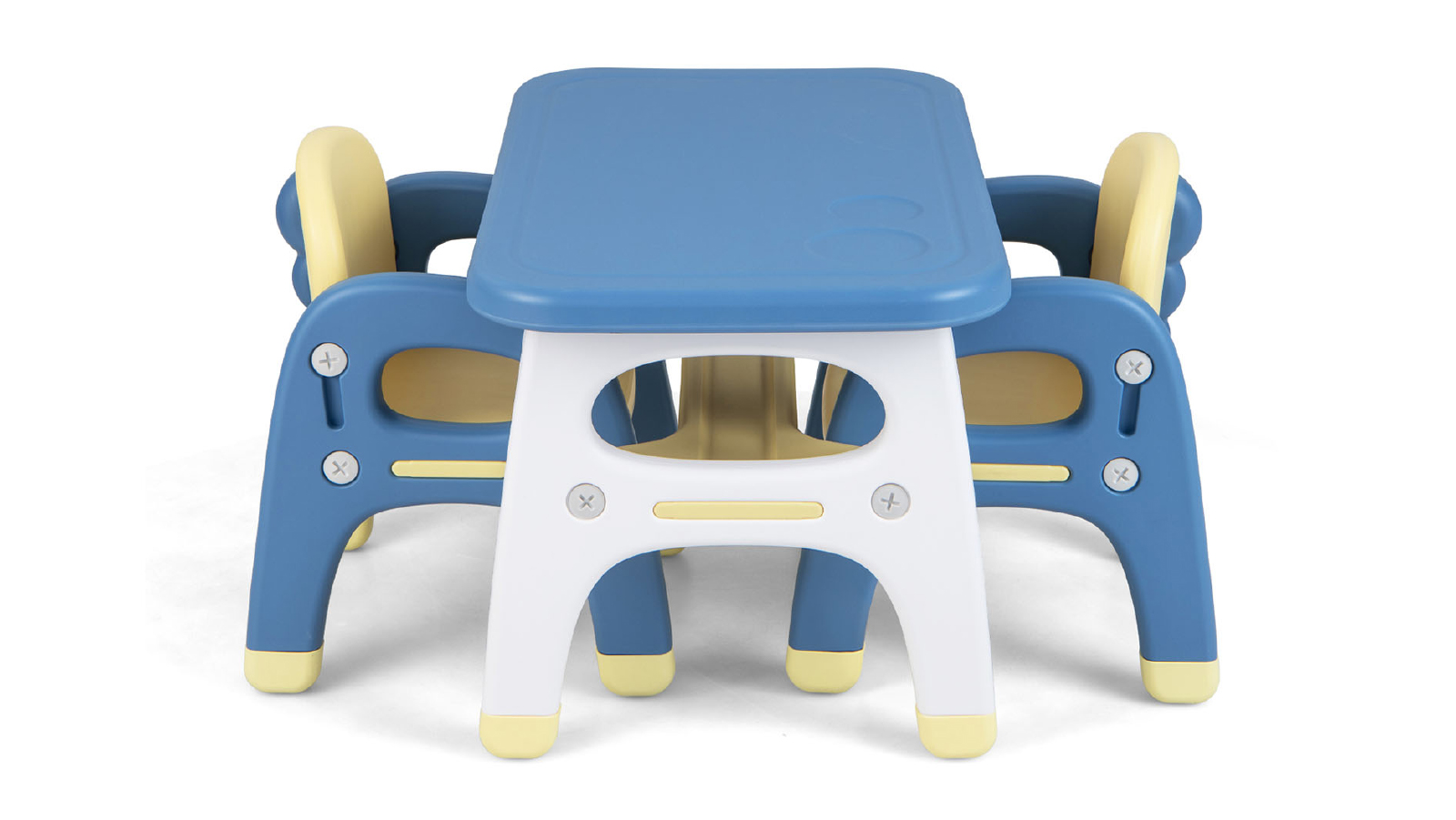 Costway 3 Piece Activity Table & Chairs Set - Blue & Yellow