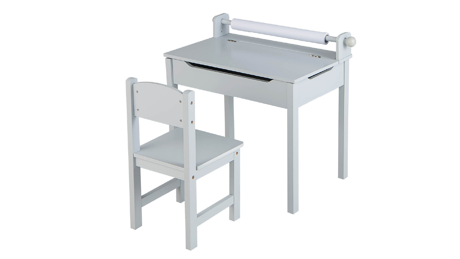 Costway Lift-Top Toddle Craft Table Chair Set with Paper Roll & Markers - Grey