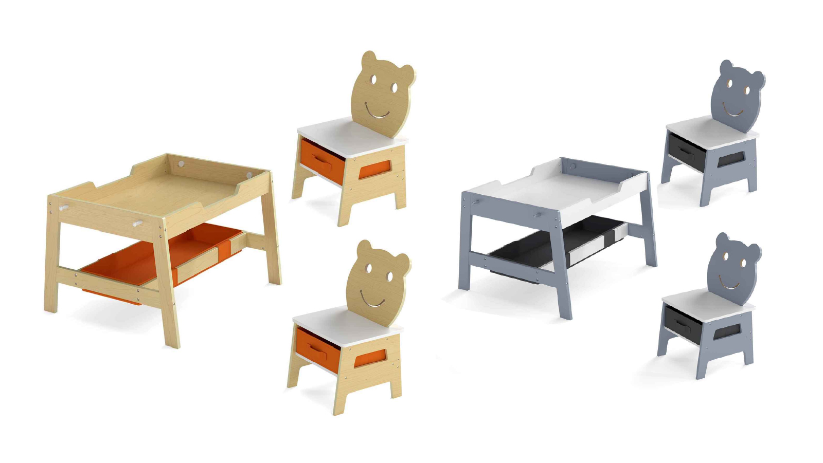 Costway Wooden Table & 2 Chairs Set  with Detachable Double-sided Chalkboard Whiteboard Storage and 4 Hook