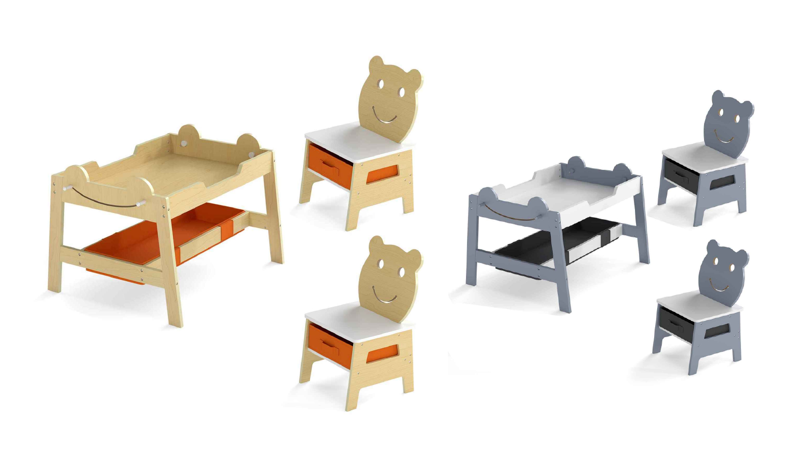 Costway Wooden Table Chairs Set with Detachable Double-sided Chalkboard Whiteboard Storage 4 Hook