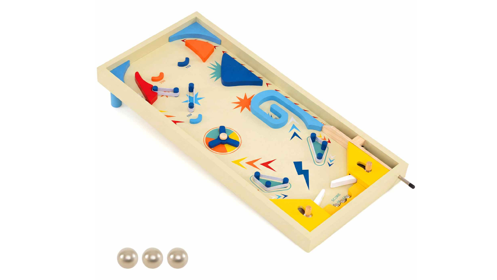 Costway Wooden Pinball Machine with 3 Balls, for Kids 8+ & Adults