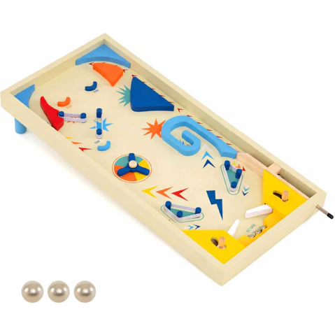 Costway Wooden Pinball Machine with 3 Balls, for Kids 8+ & Adults
