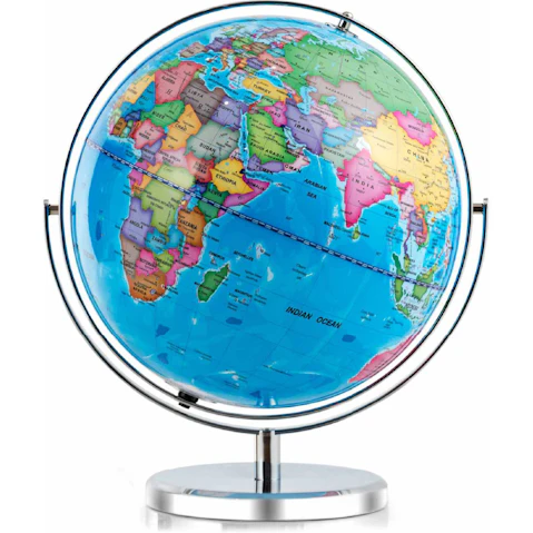 Costway 33cm Illuminated 720 Degree World Globe with Stand LED Light and Clear Map