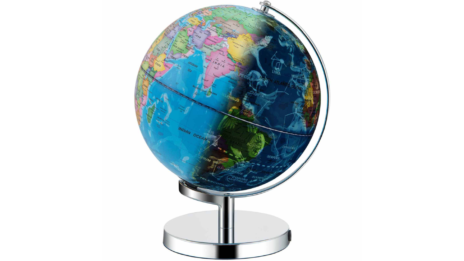 Costway 3 in 1 World Globe LED Night Lamp with Illuminated Constellations Stand - 23cm