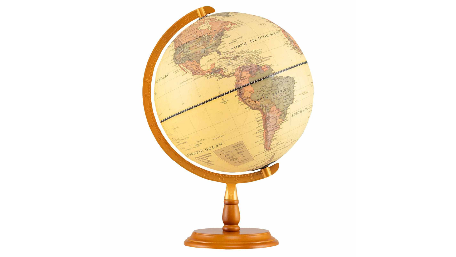 Costway 30cm Illuminated World Globe with Raised Relief LED Lights Time Zone Non-Slip Wooden Base for Students - Bronze