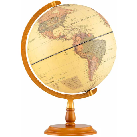 Costway 30cm Illuminated World Globe with Raised Relief LED Lights Time Zone Non-Slip Wooden Base for Students - Bronze