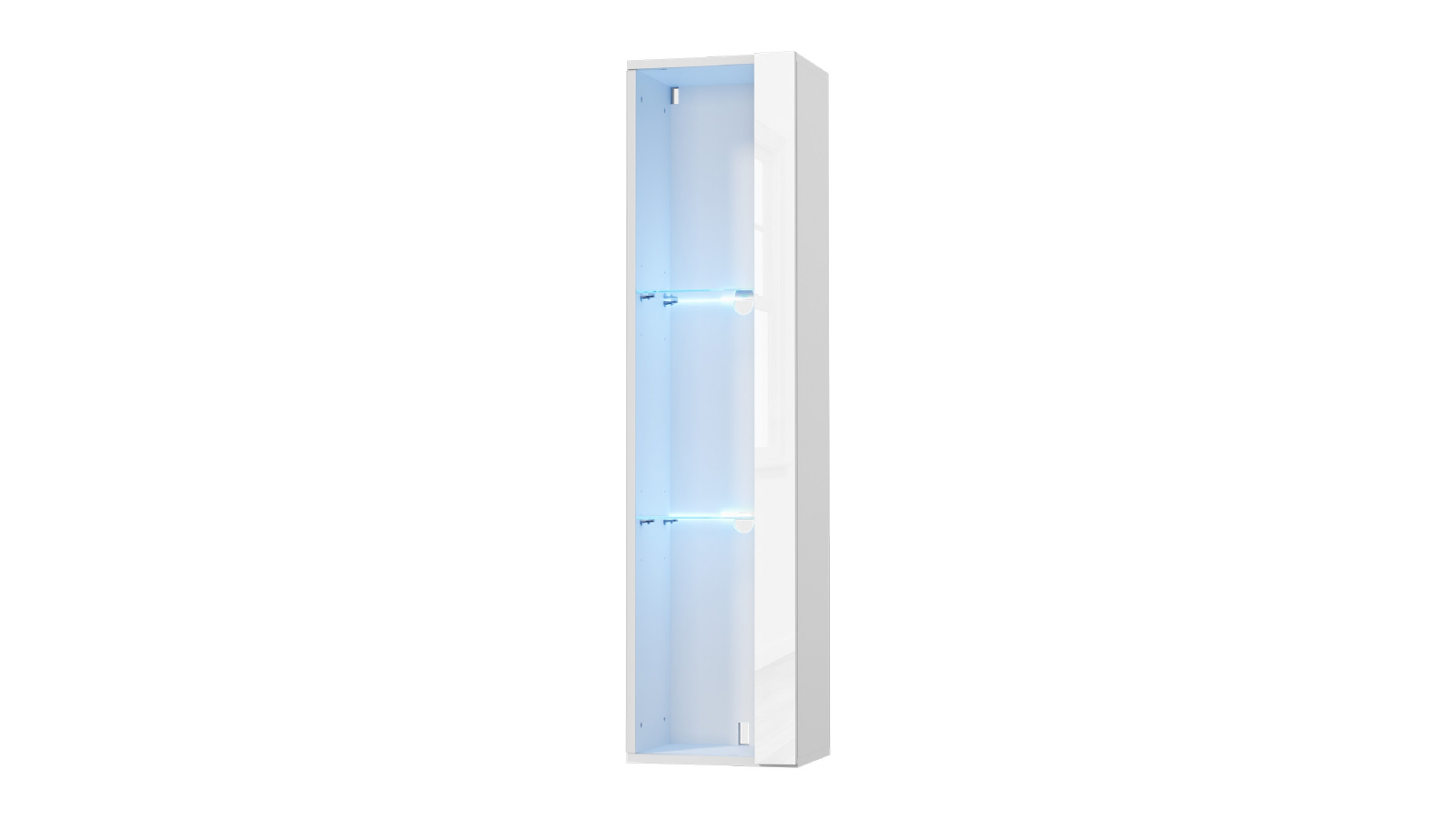 Oikiture High Gloss Wall Mounted Display Cabinet with LED Light - White