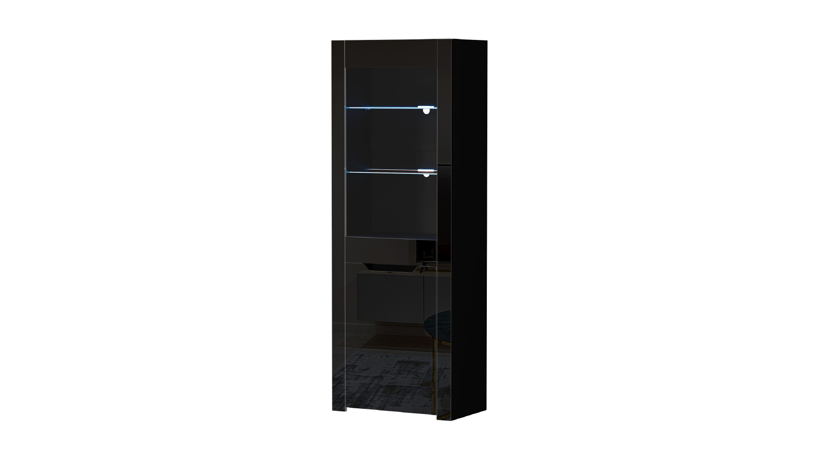 Oikiture High Gloss Sideboard Display Cabinet with LED Light - Black