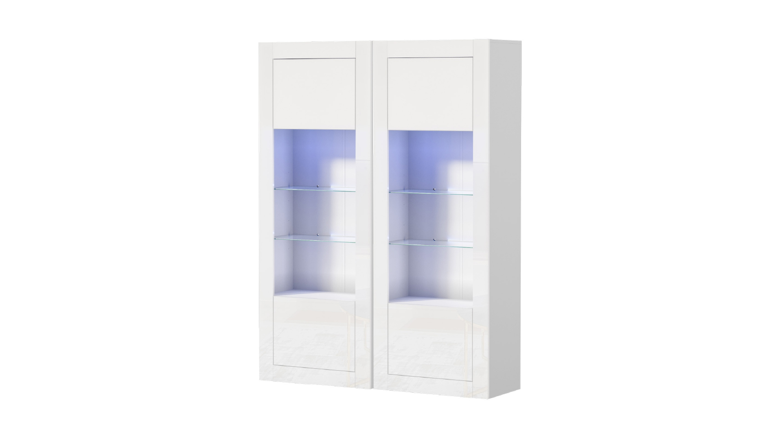 Oikiture 2 Piece Sideboard Buffet Display Cabinet  with LED Light - White