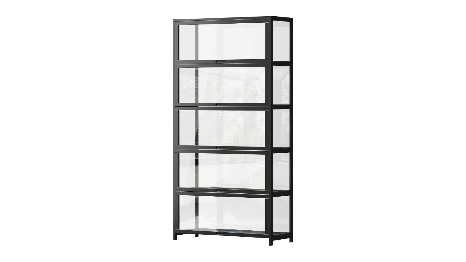 Oikiture 5 Tier Shelves Tall Clear Bookcase Rack - Black