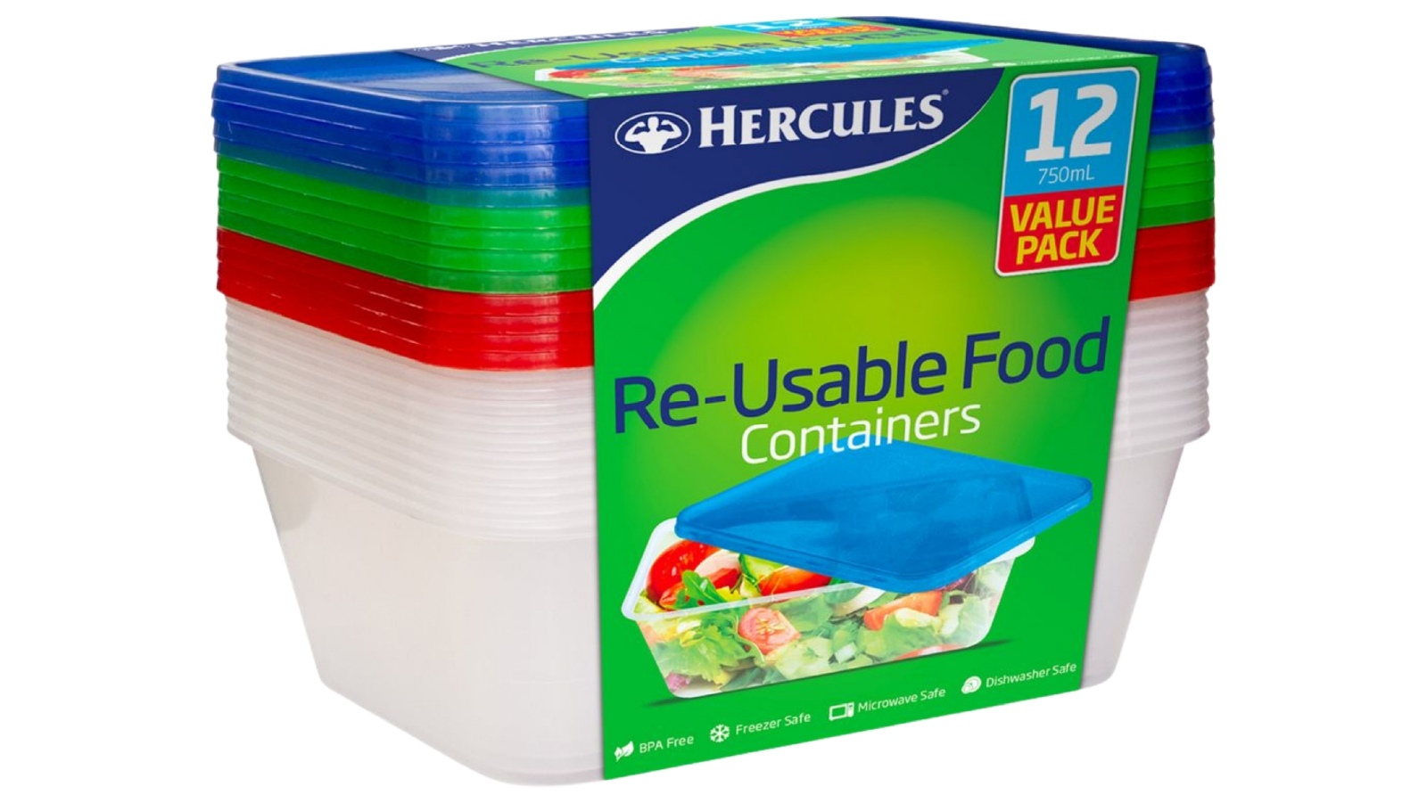 Hercules 750ml Takeaway Containers 12 Pack x 4 Sets