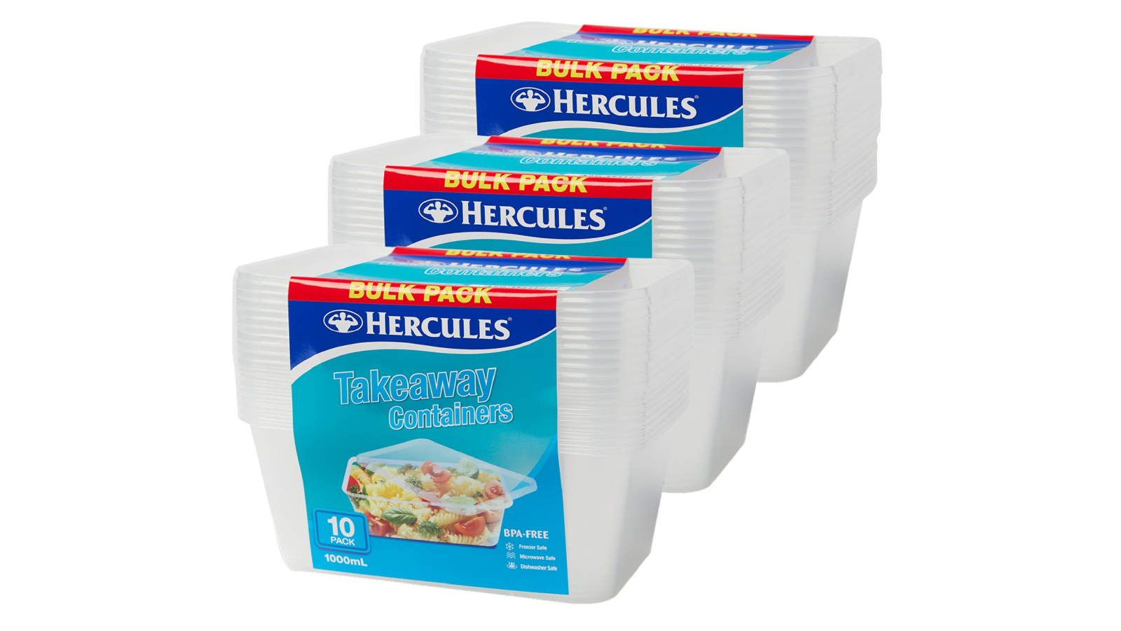 Hercules 1000ml Takeaway Containers 10 Pack x 3 Sets