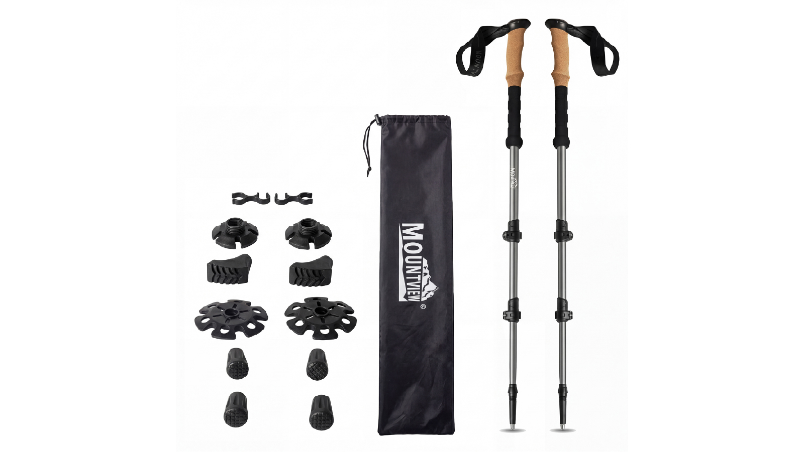 Mountview 2 Piece of Adjustable Walking Sticks - Grey