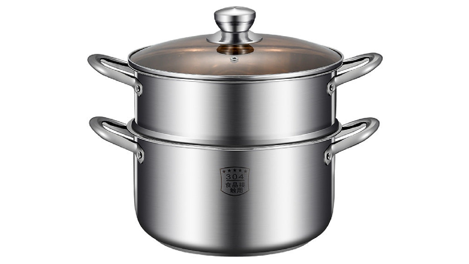 AUPK 24cm Stainless Steel Steamer Pot With Glass Lid