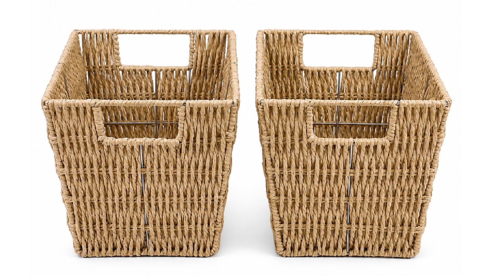 Viviendo 2 Piece of Woven Paper Storage Rattan Style Baskets