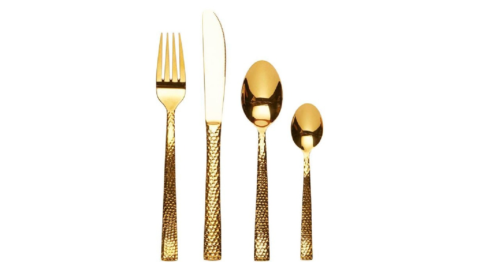 Bread and Butter	Set of 16 Piece Shiny Gold Hammer Cutlery 