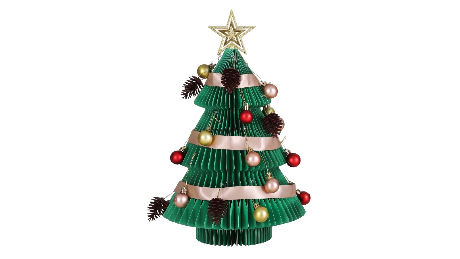 Jingle Jollys 47cm Paper Christmas Tree with Star Topper - Green