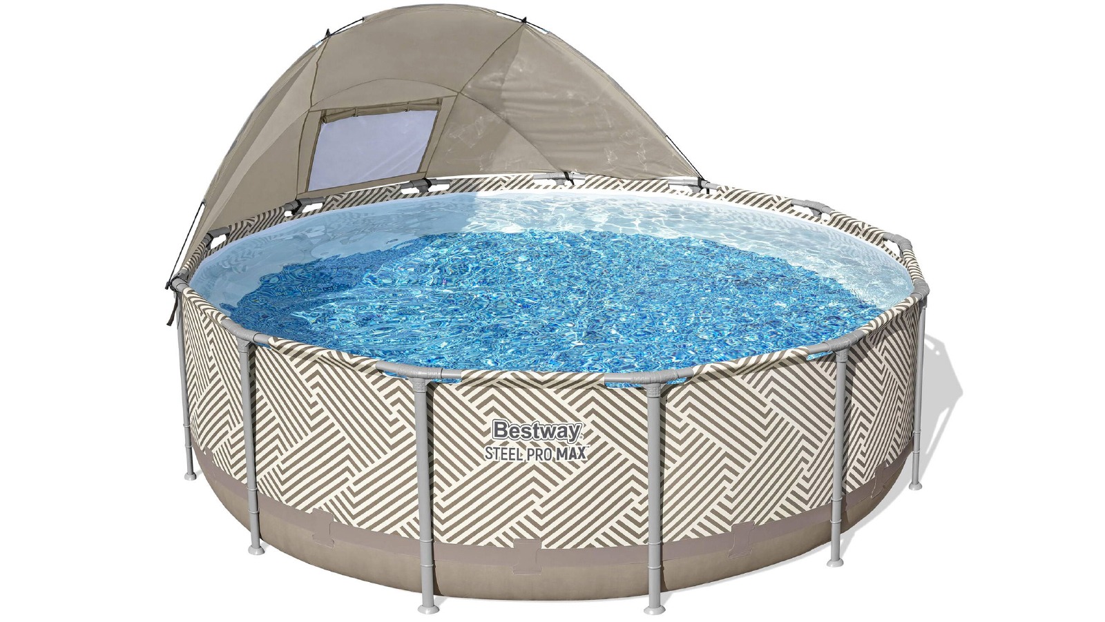 Bestway 396cm x 107cm Steel Above Ground Canopy Backyard Pool Set - White