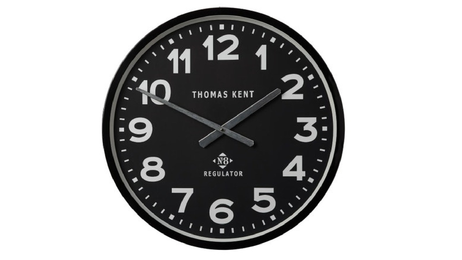 Thomas Kent 30cm Metal Case/Glass Face Regulator No 8 Wall Clock - Black/Black