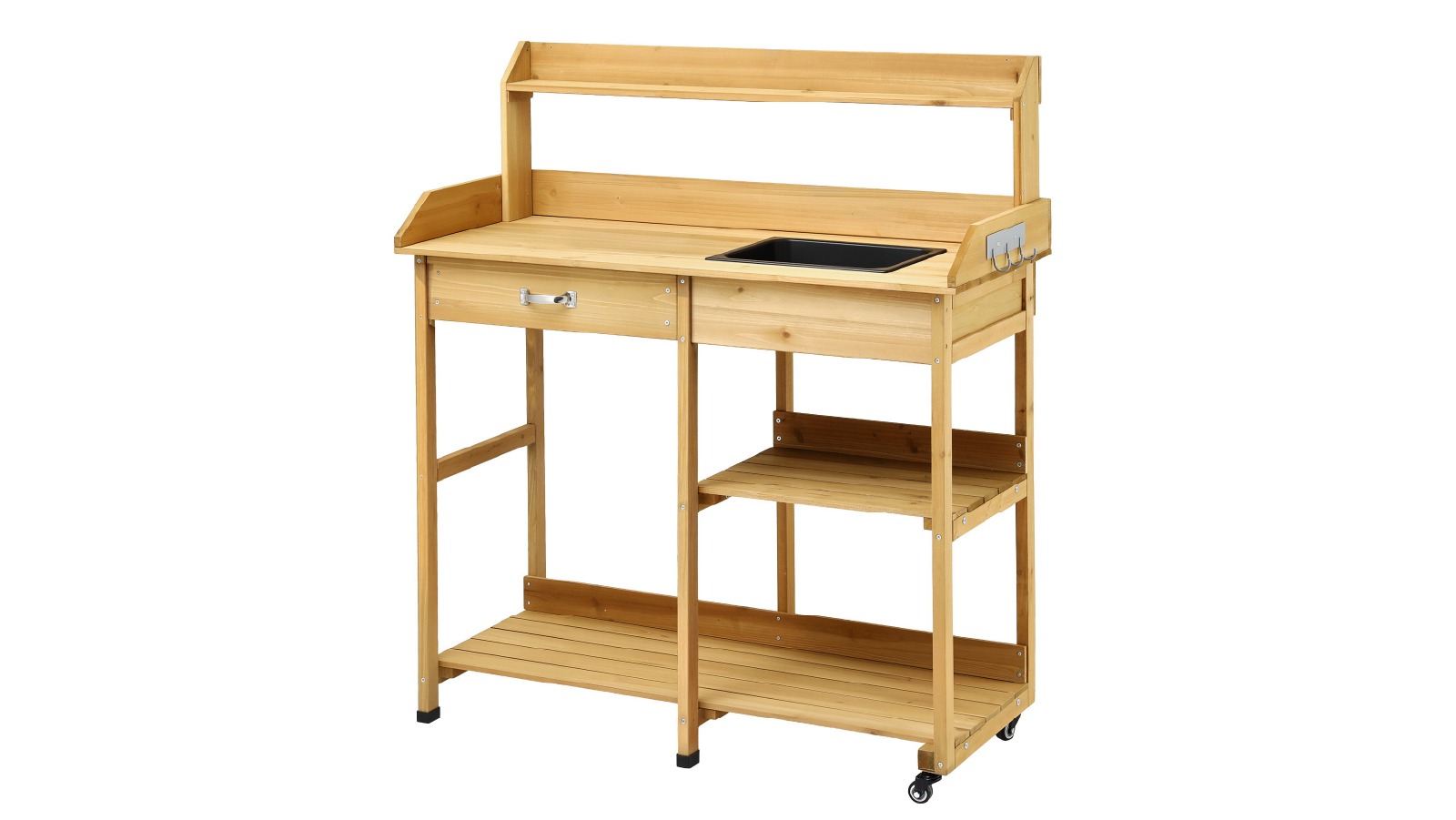 Gardeon Outdoor Potting Bench Table Storage Cabinet - Natural