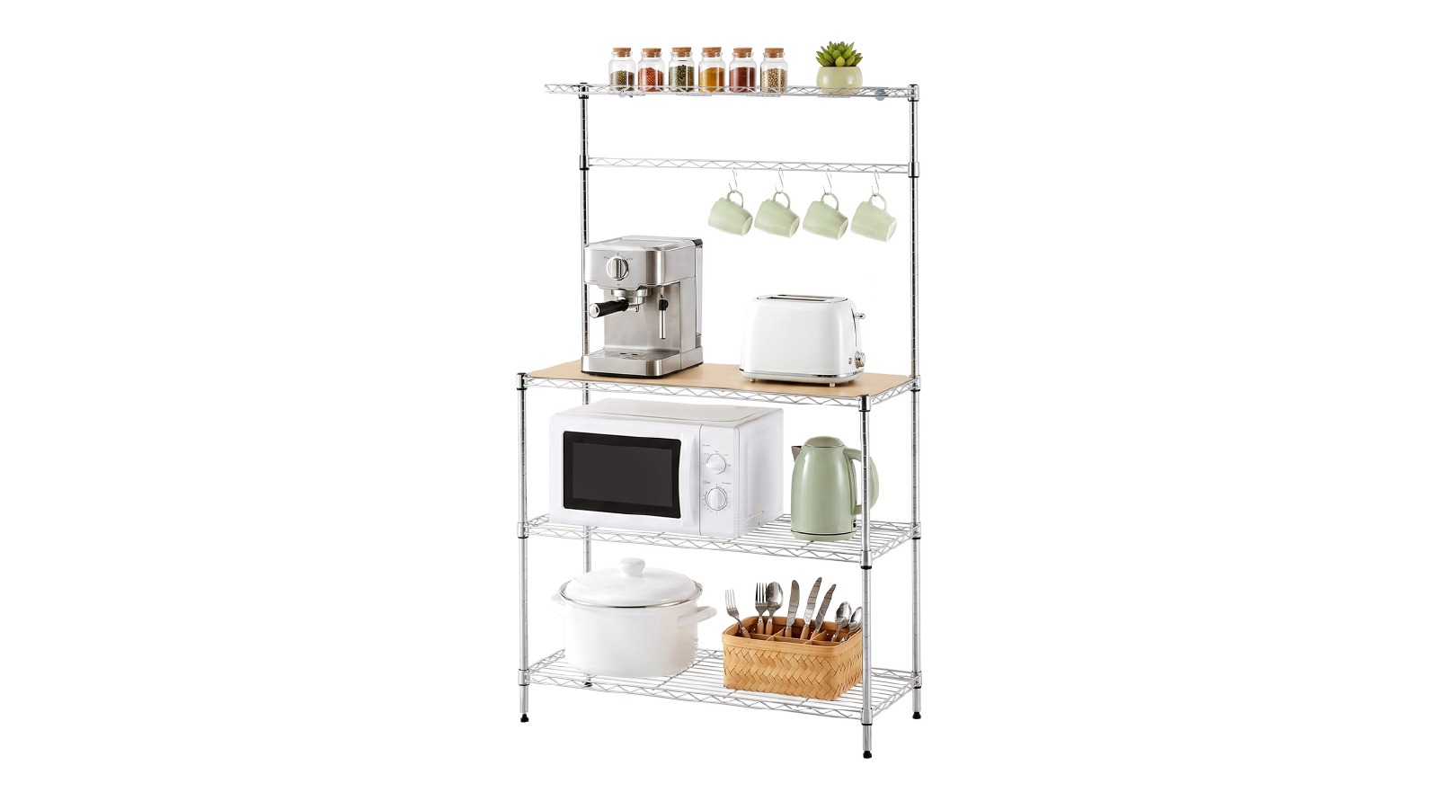 Artiss  90cm x 151cm 4 Tier Metal Kitchen Rack - Silver 